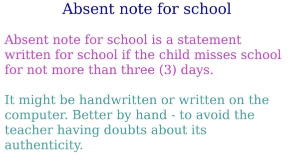 Absent note for school - How to write a note about the absence of a child?